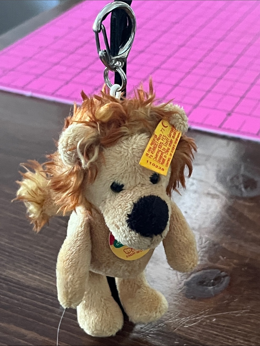 Steiff  Plush Lion Keychain purse charm Clip